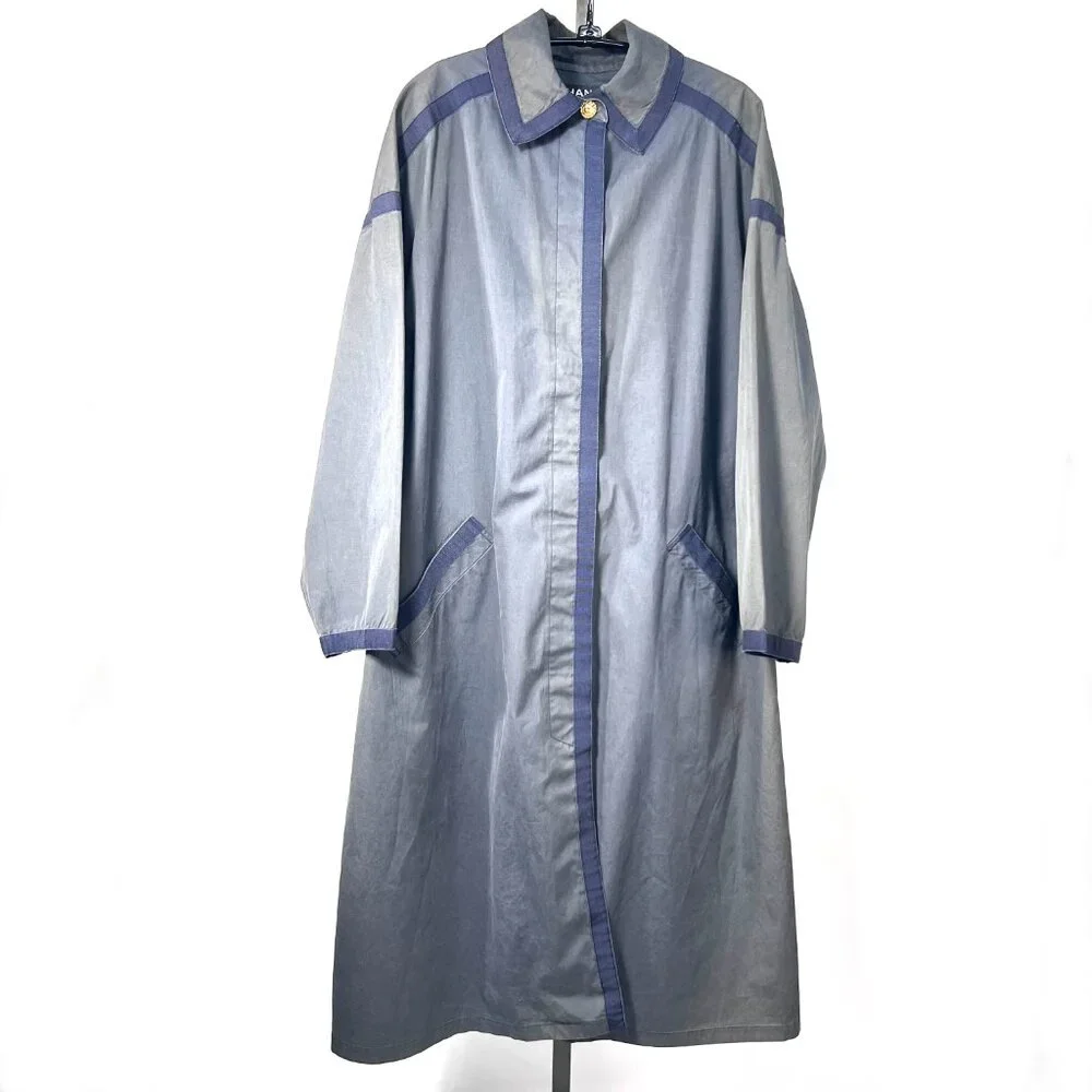 CHANEL Boutique Vintage‎ Gray/Navy Trench Coat Size 42